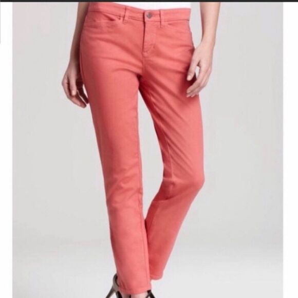 Eileen Fisher coral Pink Twill Ankle Zip Jean 10 - Picture 1 of 5